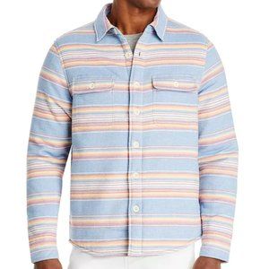 NWT Faherty Men's Striped Sherpa Lined Shirt Jacket Horizon Stripe